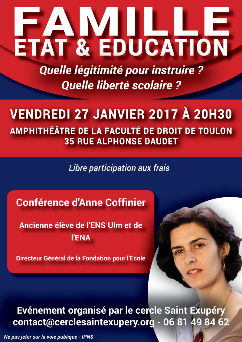 27 janvier 2017 à Toulon – Conférence d'Anne Coffinier : « Famille ... - Médias-Presse-Info
