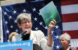 Sister Simone Campbell speaks during the 2012 Nuns on the Bus tour. Photo courtesy of NETWORK