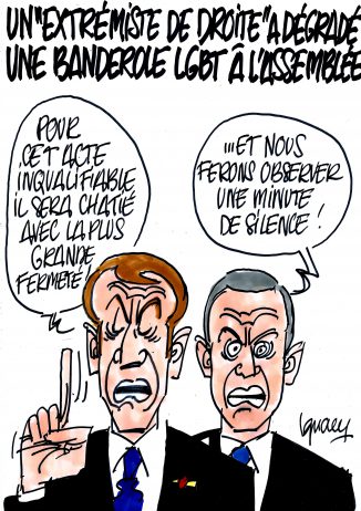 Ignace - Banderole LGBT dégradée à l'Assemblée