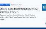 François Baroin devient président de la banque d’affaires Barclays France