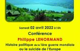 2 avril 2022 en Savoie – Conférence « Histoire politique de la Première Guerre mondiale »