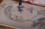 Portrait de Léon Bloy – Pyrogravure sur bois par Caleana Major