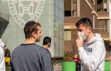 NEW YORK, NY - MARCH 4:  A Yeshiva student wears a face mask on the grounds of the university on March 4, 2020 in New York City. A Yeshiva student has tested positive for Covid-19. The student's father was the¬†second person¬†to test¬†positive for Covid-19 in New York and is currently hospitalized. (Photo by David Dee Delgado/Getty Images)