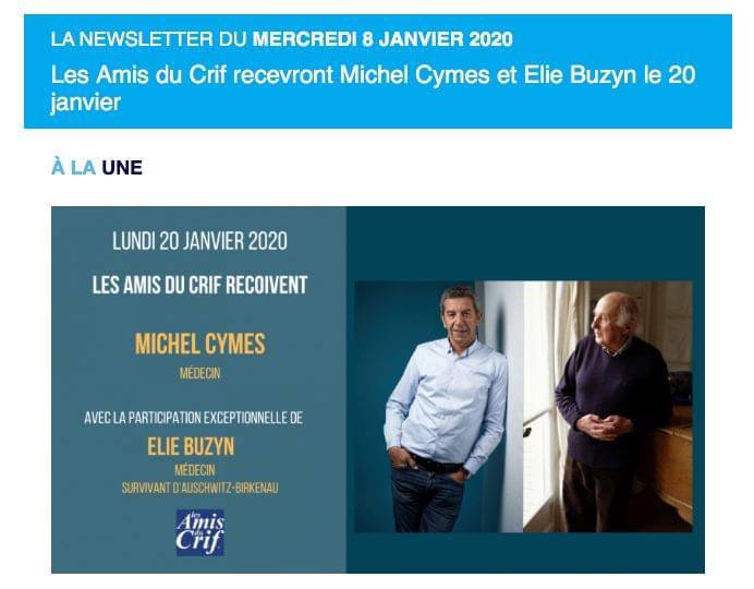 Michel Cymes et Elie-Buzyn, intervenant ensemble devant le CRIF (archives)