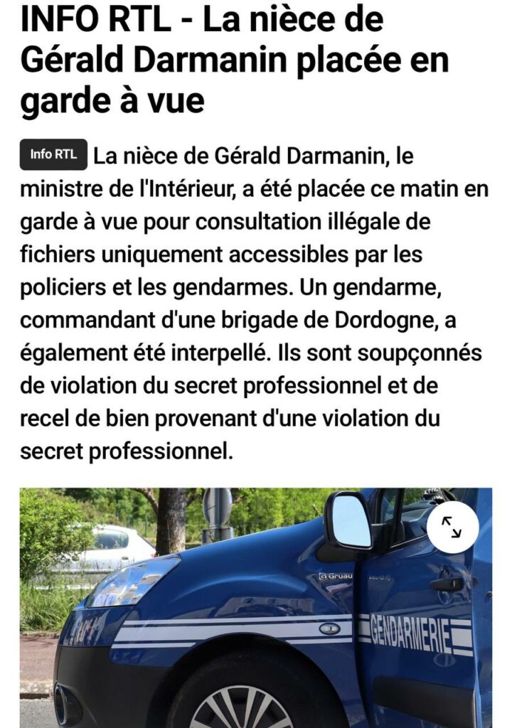 Garde à vue pour la nièce de Darmanin