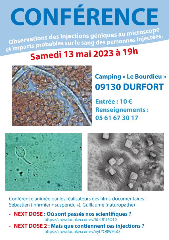 Conférence sur l'observation au microscope du contenu des "vaccins" contre le Covid