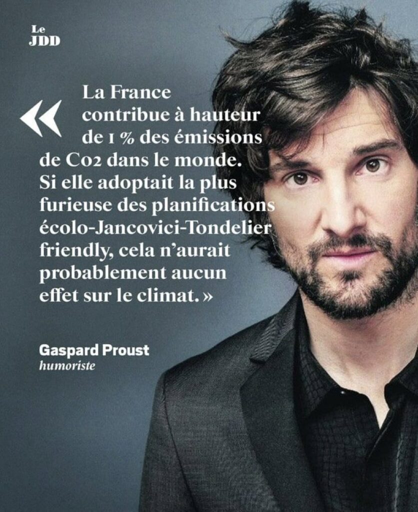 Citation de Gaspard Proust sur l'impact des émissions de CO2 de la France sur le climat
