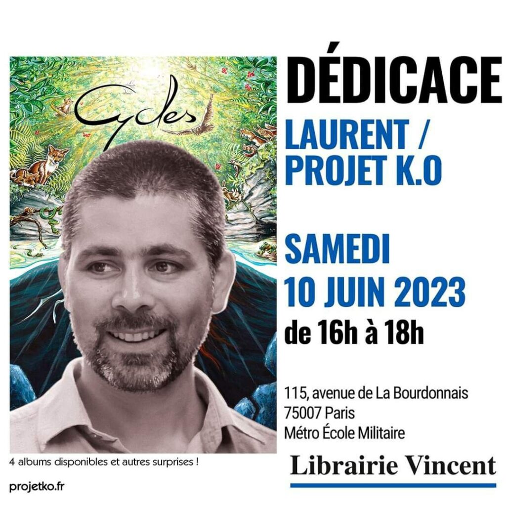 Laurent (Projet KO) dédicacera à la Librairie Vincent le 10 juin 2023