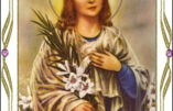 Sainte Marie Goretti, jeune fille d'une grande piété, cruellement mise à mort en défendant sa virginité.