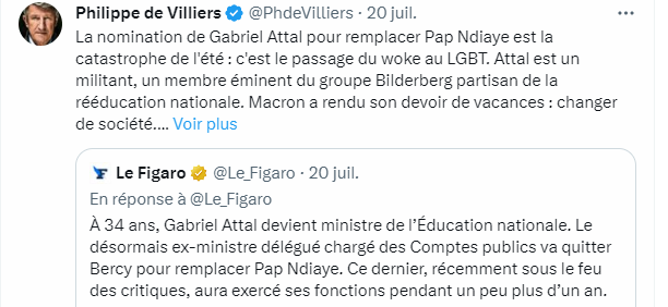 Philippe de Villiers vs Gabriel Attal, du wokisme au lobby LGBT
