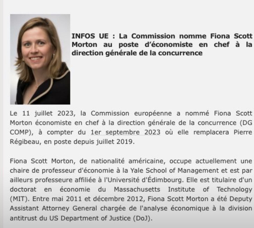 Une américaine chargée de la concurrence européenne !