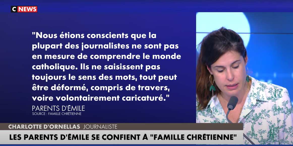 Les journalistes ne sont pas en mesure de comprendre le monde catholique, rappellent les parents d'Emile