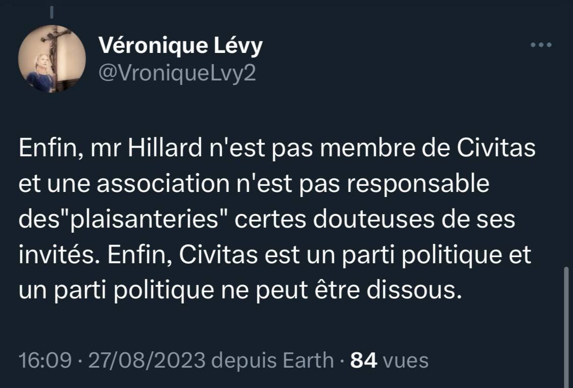 Véronique Lévy dit non à la dissolution de Civitas