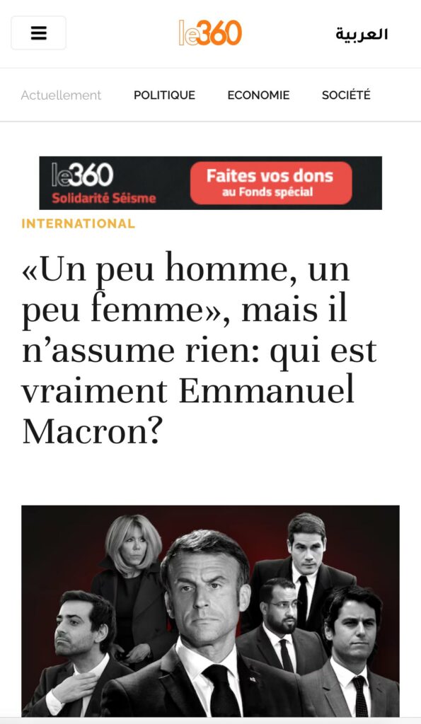 Macron, un peu homme, un peu femme, selon le média marocain le 360