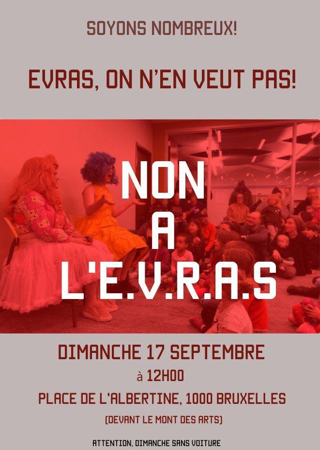 Non à Evras, programme d'éducation sexuelle. Manifestation à Bruxelles le 17 septembre 2023