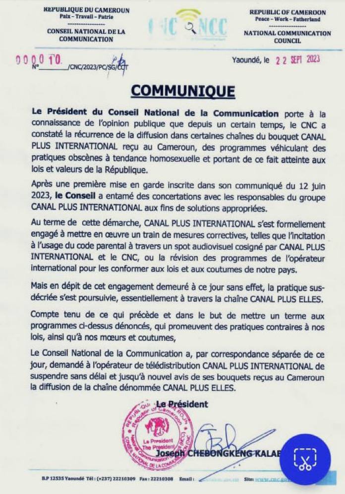 Le Cameroun ne veut plus des programmes homosexuels de Canal Plus International