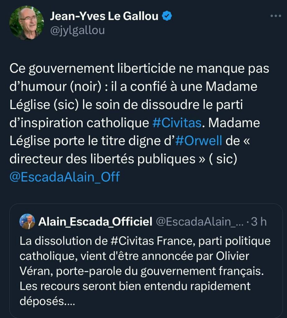 Jean-Yves Le Gallou soutient Civitas