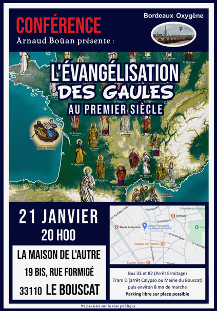 L’évangélisation des Gaules au premier siècle – C’est le 21 janvier à Bordeaux
